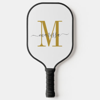 Palas De Pickleball Sencillo Monograma Minimalista Moderno Oro Scr Ini