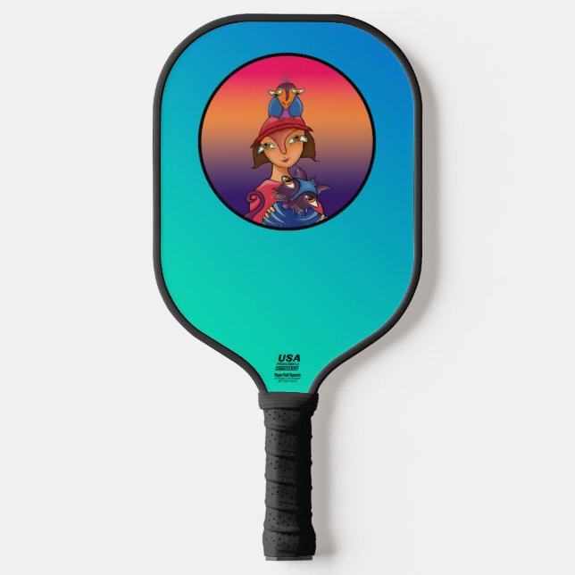 Palas De Pickleball Señora pájaro gato (Anverso)