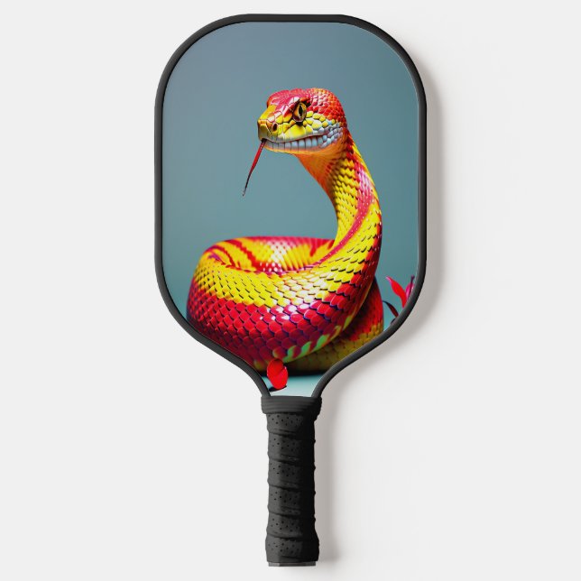 Palas De Pickleball Serpiente Cobra con escalas rojas y amarillas vibr (Anverso)