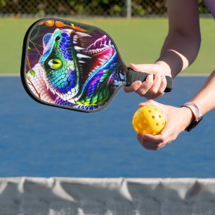 Palas De Pickleball Serpiente Cobra con escalas turquesa y azul vibran