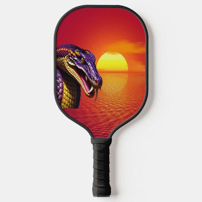 Palas De Pickleball Serpiente Cobra con escamas violetas y amarillas (Anverso)
