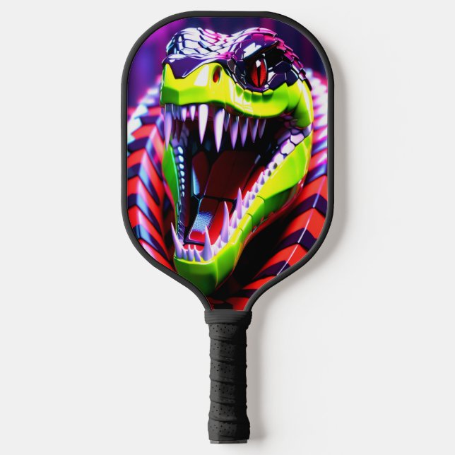 Palas De Pickleball Serpiente Cobra con labios verdes limados y frente (Anverso)