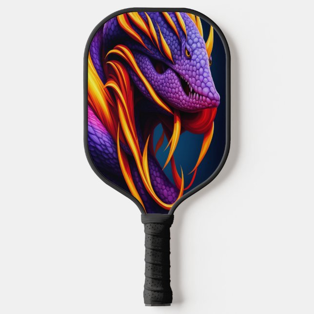 Palas De Pickleball Serpiente Cobra con vibrante escamas naranja y púr (Anverso)