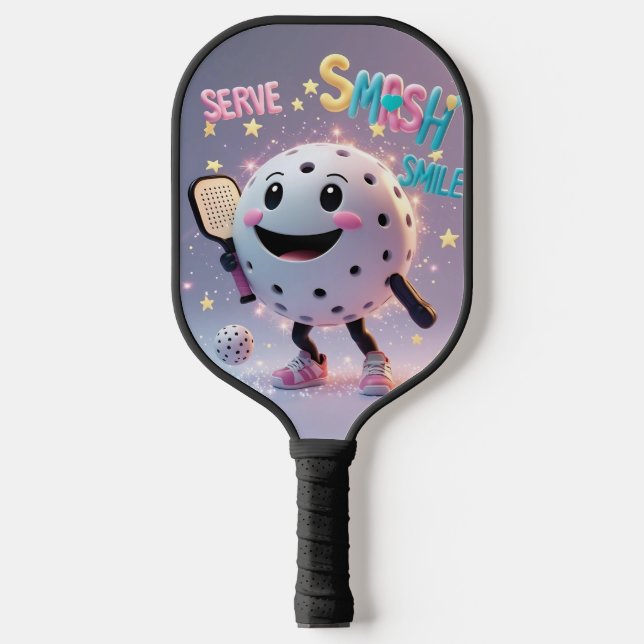 Palas De Pickleball Servir. Fragmento. Sonríe. - Cute Kawaii Picklebal (Anverso)