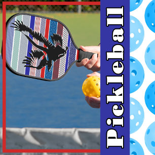Palas De Pickleball Silueta de águila calva americana, roja, blanca y