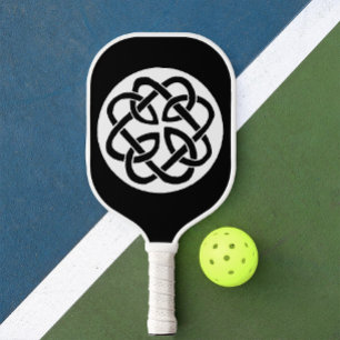 Palas De Pickleball Símbolo de círculo de nudo celta blanco y negro
