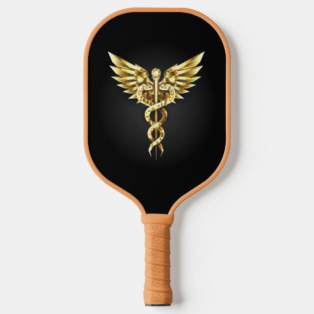 Palas De Pickleball Símbolo poligonal de oro Caduceus (Anverso)