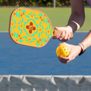 Palas De Pickleball Símbolos de Zia Rojo Nuevas plumas turquesas de Mé