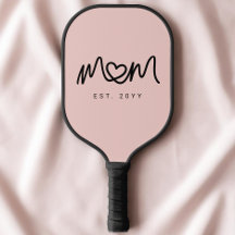 Simple Blush Pink Heart Script Mom Established Est