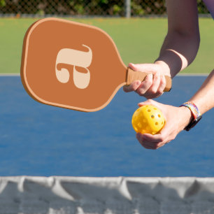 Palas De Pickleball Simple Boho Terracotta Monograma Inicial Retro Neg