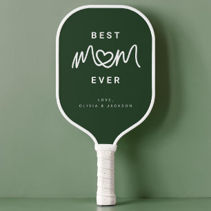 Palas De Pickleball Simple Corazón Lindo Verde Oscuro Letra Mejor Mamá