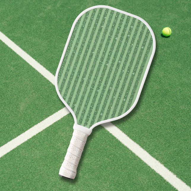 Palas De Pickleball Simple Forest Green Glitter Style Vertical Stripes (Subido por el creador)