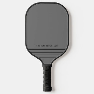 Palas De Pickleball Simple Mínimo Nombre Personalizado Gris Negro