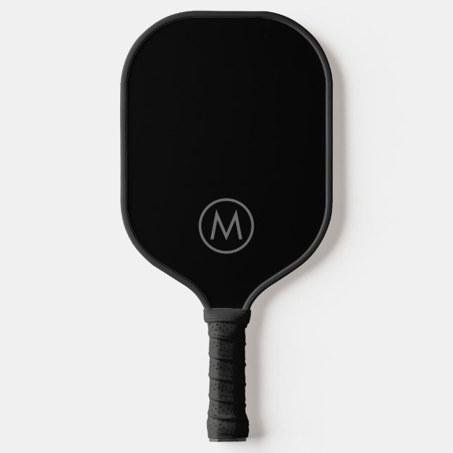 Palas De Pickleball Simple Mínimo Personalizado Gris Inicial Negro (Anverso)
