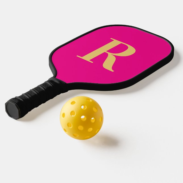 Palas De Pickleball Simple Monogram Modern Hot Pink (Distribución 2)
