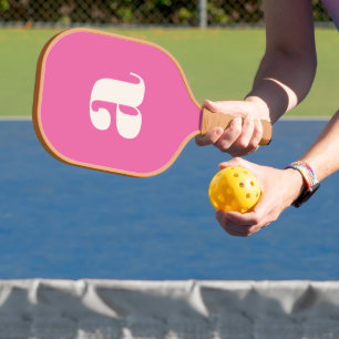 Palas De Pickleball Simple Monograma Inicial Retro Negrita Rosa Calien