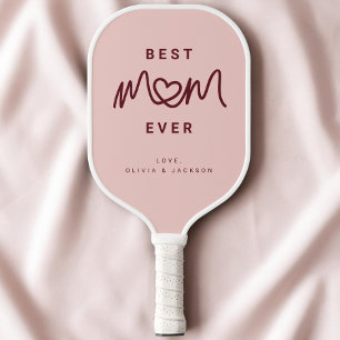 Palas De Pickleball Simple Rojo Rosa Lindo Script Moderno La Mejor Mam