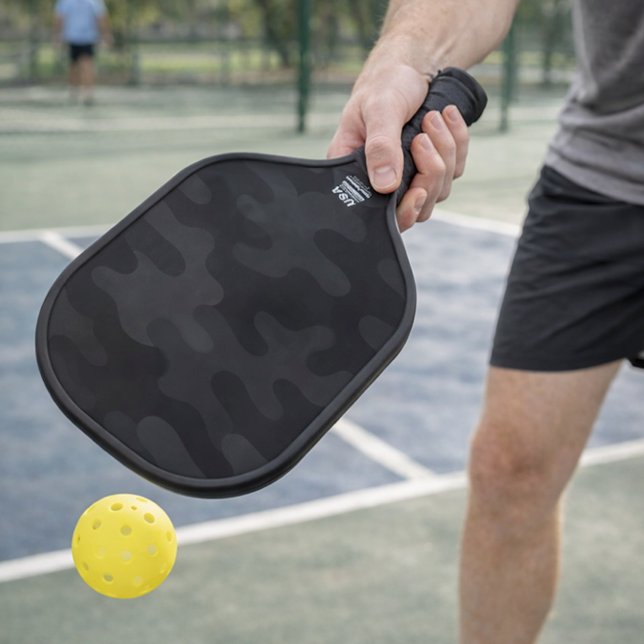 Palas De Pickleball Sleek Camo Deep Black Dark Charcoal Tones Modern  (Subido por el creador)