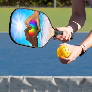 Palas De Pickleball SlipperyJoe gradiente de corazón de arcoíris vívid