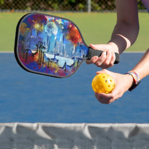 Palas De Pickleball SlipperyJoe NYC grafiti luna rodeada de nubes dram