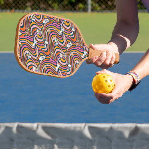 Palas De Pickleball Snoopy & Woodstock Groovy Vibes Patrón púrpura
