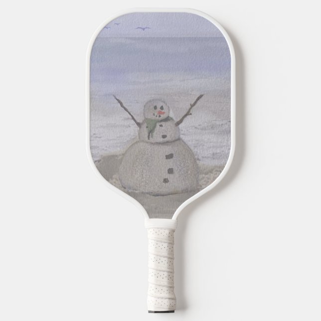 Palas De Pickleball Snowman helado en la playa (Anverso)