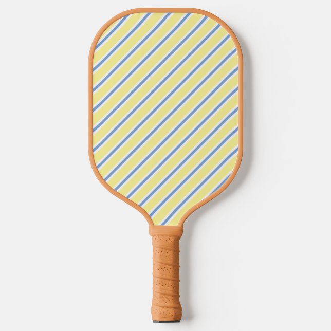 Palas De Pickleball Sofisticada diagonal gris azul y blanco amarillo a (Anverso)
