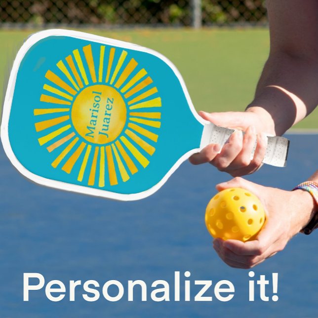 Palas De Pickleball Sol amarillo Caribe azul personalizado (For someone special!)