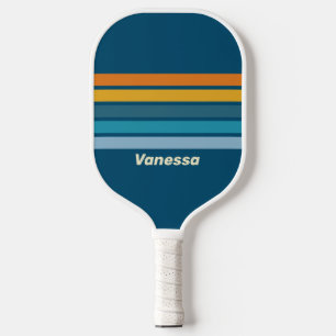 Palas De Pickleball Sol Azul a través de Rayado con Nombre