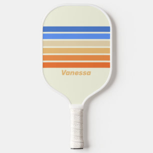 Palas De Pickleball Sol Oceánico Vintage a través de Rayas con Nombre