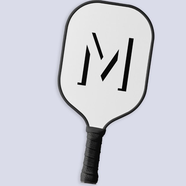 Palas De Pickleball Sombra de caída inicial monograma simple personali (Modern monogram initial black and white drop shadow personalized pickleball paddle)