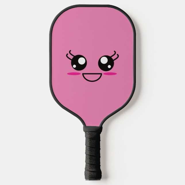 Palas De Pickleball Sonriente Cara Kawaii Sobre El Paddle De Bolas De  (Anverso)