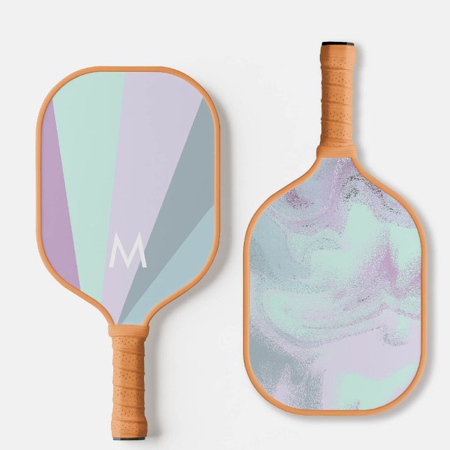 Palas De Pickleball Sorbet Verde azulado minero monograma moderno pers (personalized pickleball paddle monogram mint green mauve purple custom sports gift for her)