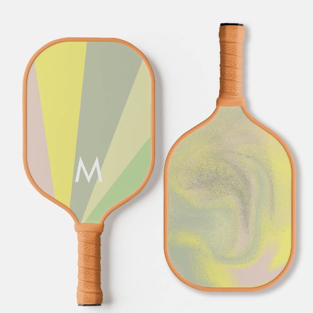 Palas De Pickleball Sorbete de oliva retro Monograma moderno personali (personalized pickleball paddle monogram retro mint green mauve purple pink custom sports gift)