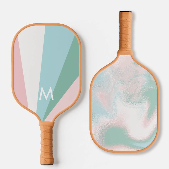 Palas De Pickleball Sorbete rosa negro negrita Monograma moderno perso (personalized pickleball paddle monogram bold mint green mauve purple pink custom sports gift for her)