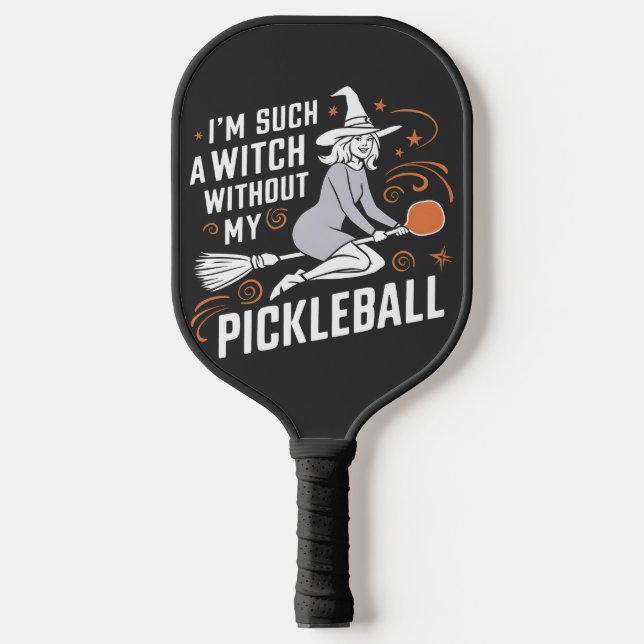 Palas De Pickleball Soy una bruja sin mi Halloween de bolas de pollo (Anverso)