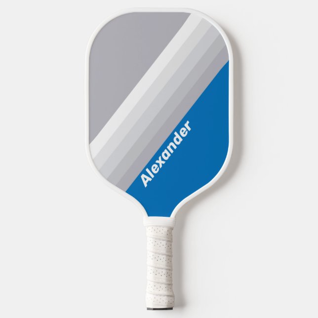 Palas De Pickleball Sport Cloudy Blue Sky Stripes with Name (Anverso)