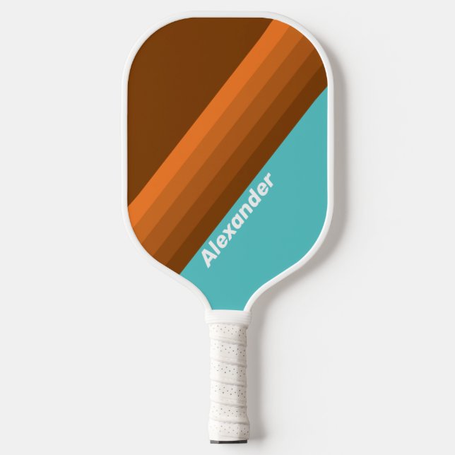 Palas De Pickleball Sport Desert Teal Stripes with Name (Anverso)