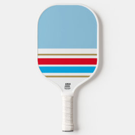 Palas De Pickleball Sporty Pastel Blue Bright Sky Red Carreras Stripes
