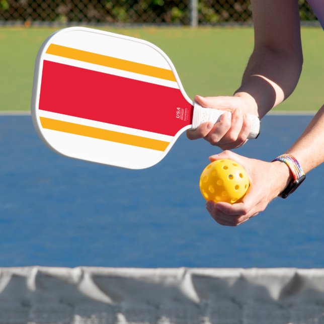 Palas De Pickleball Sporty Retro Wide Bright Rayas de Carreras Amarill (in situ)