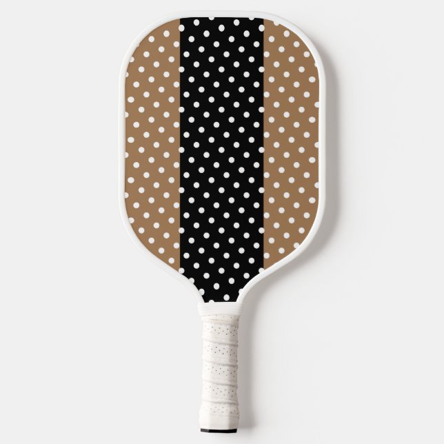 Palas De Pickleball Sporty Seamless Polka Dots Black Mocha Stripes (Reverso )