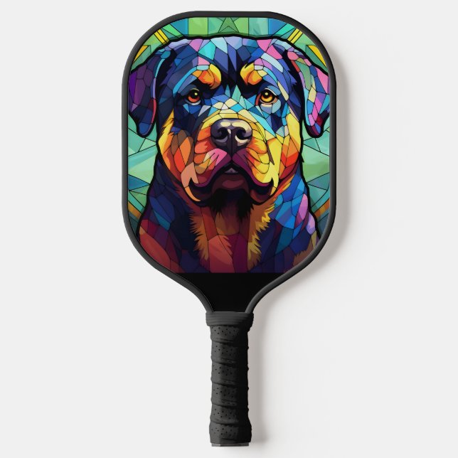 Palas De Pickleball Stained Glass Rottweiler  (Anverso)