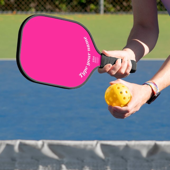 Palas De Pickleball Su nombre en el remo de bolas rosadas (in situ)