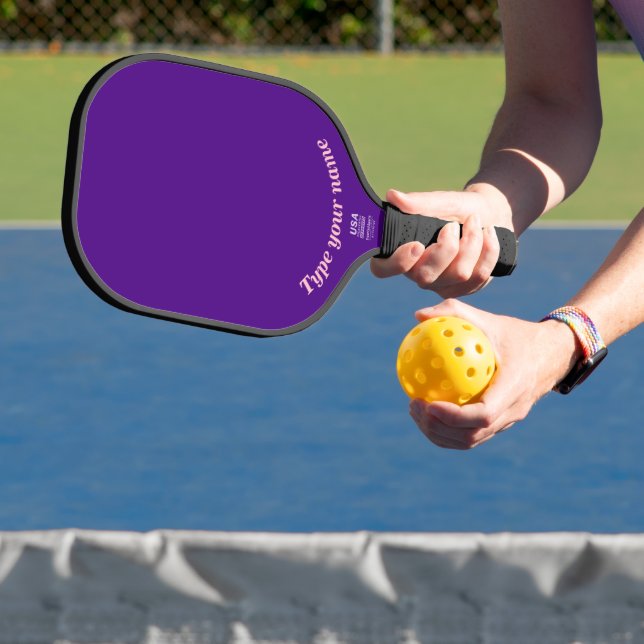 Palas De Pickleball Su nombre en remo de pellizco morado (in situ)