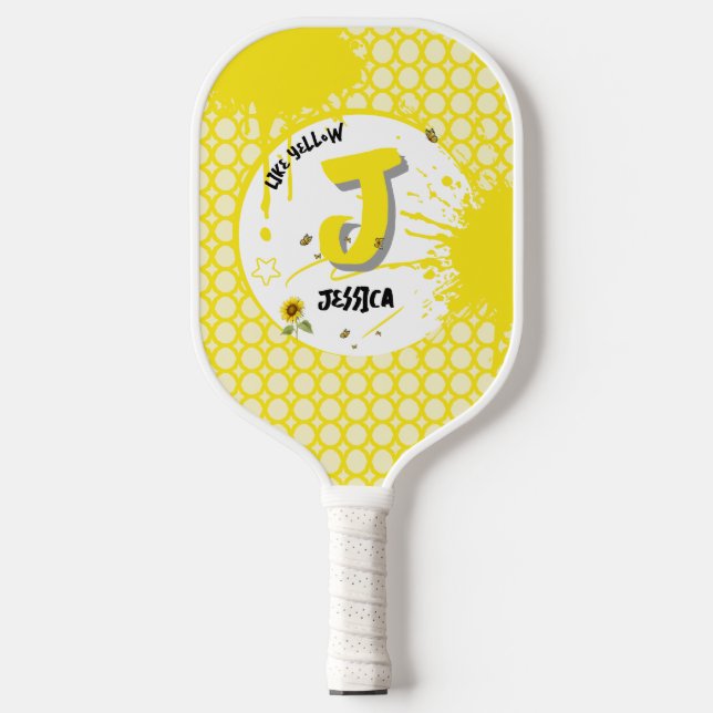 Palas De Pickleball Sunflower acuarela con mariposas como amarillo (Anverso)