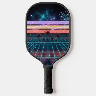 Palas De Pickleball Sunset Racer Neon Stripes Retro Speed