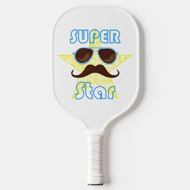 Palas De Pickleball Super Star with sunglasses and mustache (Anverso)