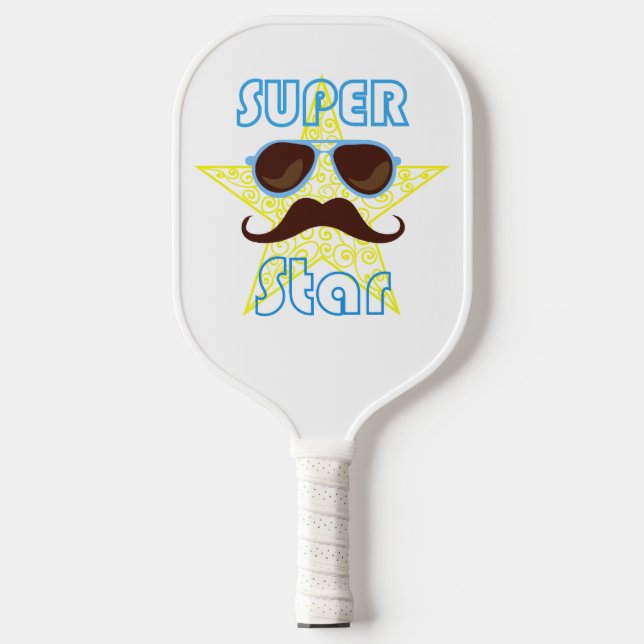 Palas De Pickleball Super Star with sunglasses and mustache (Anverso)