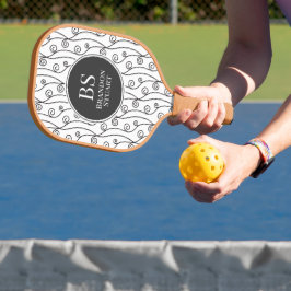 Palas De Pickleball Swirls en blanco y negro