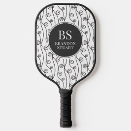 Palas De Pickleball Swirls en blanco y negro